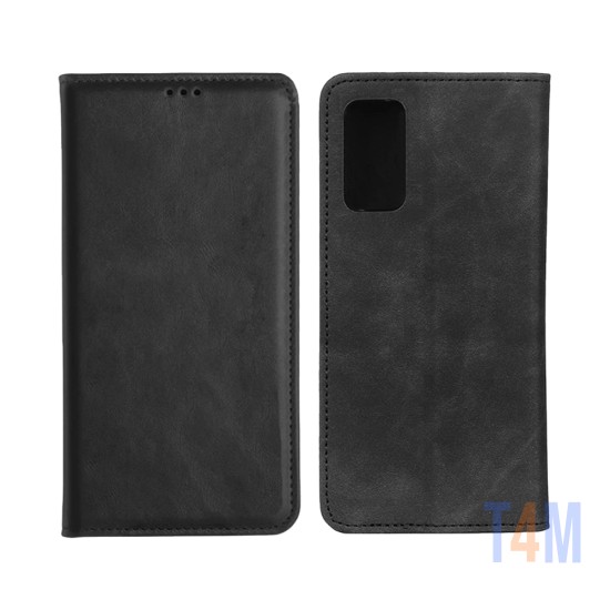 Capa Flip de Couro com Bolso Interno para Oppo Reno4 5g Preto