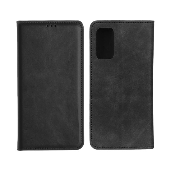 Leather Flip Cover with Internal Pocket For Oppo Reno4 5g Black