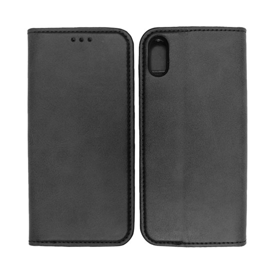 Capa Flip de Couro com Bolso Interno para Apple iPhone X Preto