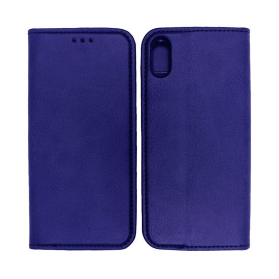 Capa Flip de Couro com Bolso Interno para Apple iPhone X Azul