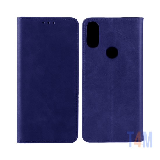 Funda Abatible de Cuero con Bolsillo Interno para Huawei P Smart 2019 Azul