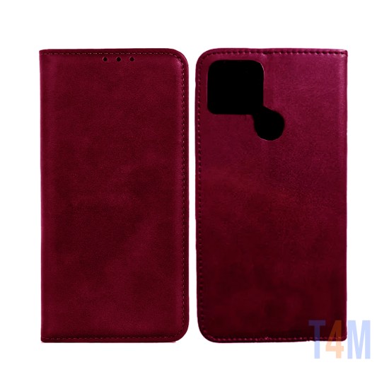 Funda Abatible de Cuero con Bolsillo Interno para Xiaomi Redmi A1 Plus/Redmi A2 Plus Rojo