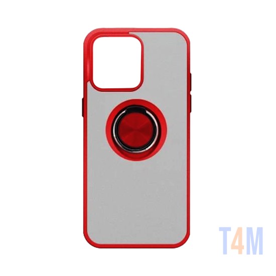 Capa com Anel de Suporte para Apple iPhone 15 Pro Vermelho Fumado