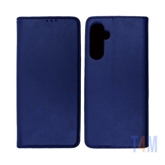 Funda Abatible de Cuero con Bolsillo Interno para Samsung Galaxy A24 Azul