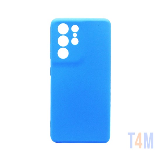 Capa de Silicone com Moldura de Câmera para Samsung Galaxy S21 Ultra Azul