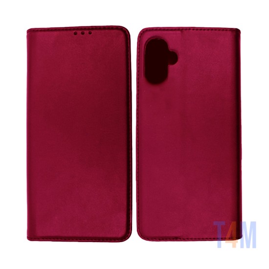 Leather Flip Cover with Internal Pocket For Samsung Galaxy A05 Red