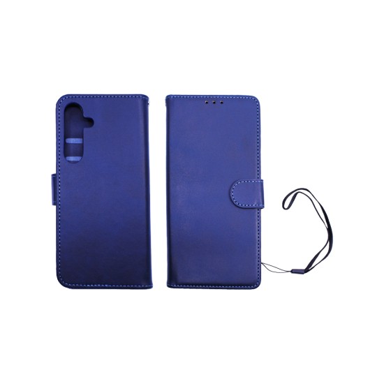 Capa de Couro com Bolso Interno para Samsung Galaxy S24 Plus Azul