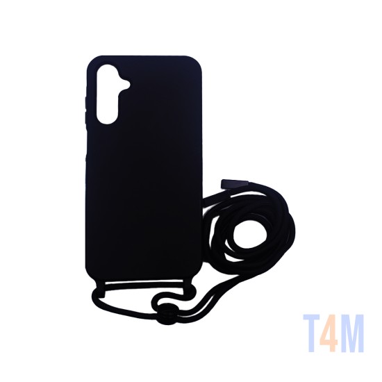 Silicone Case with String for Samsung Galaxy A14 4G/A14 5G Black
