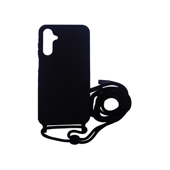 Capa de Silicone com Cordão para Samsung Galaxy A14 4G/A14 5G Preto