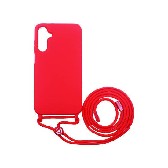 Capa de Silicone com Cordão para Samsung Galaxy A15 4G/A15 5G Vermelho