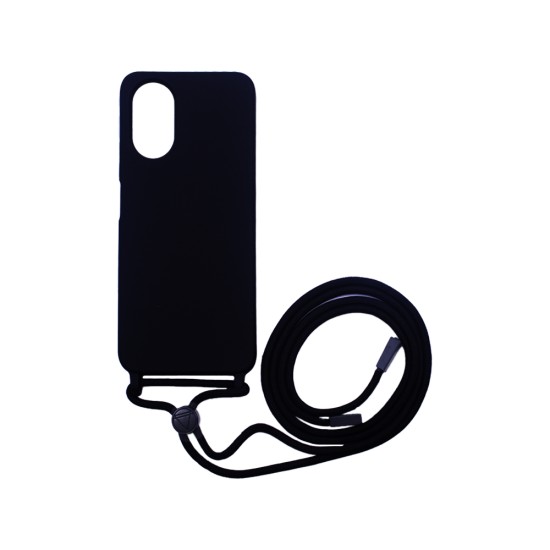 Capa de Silicone com Cordão para Oppo A38 5G Preto