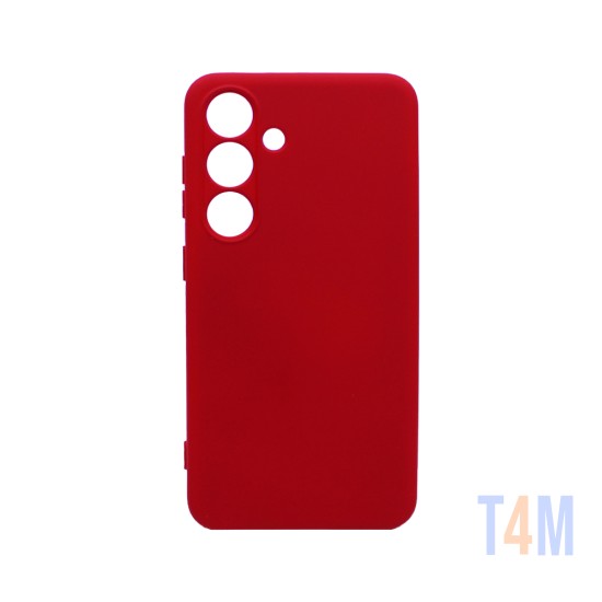 Capa de Silicone com Moldura de Câmera para Samsung Galaxy S24 Plus Vermelho