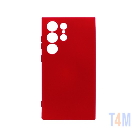 Funda de Silicona con Marco de Cámara para Samsung Galaxy S24 Ultra Rojo