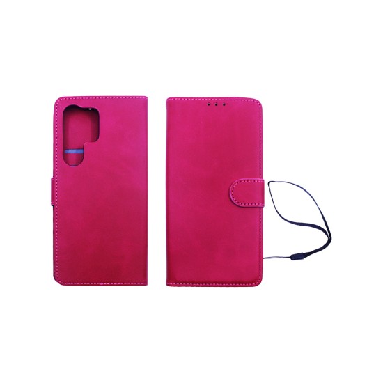 Capa Flip de Couro com Bolso Interno para Samsung Galaxy S24 Ultra Vermelho