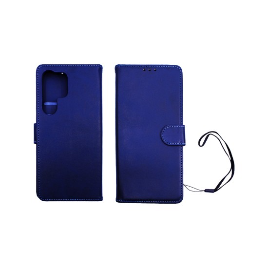 Capa Flip de Couro com Bolso Interno para Samsung Galaxy S24 Ultra Azul