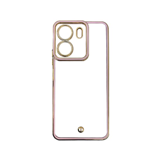 Capa de Silicone Transparente com Moldura de Câmera para Xiaomi Redmi 13C 4G/Poco C65 Rosa