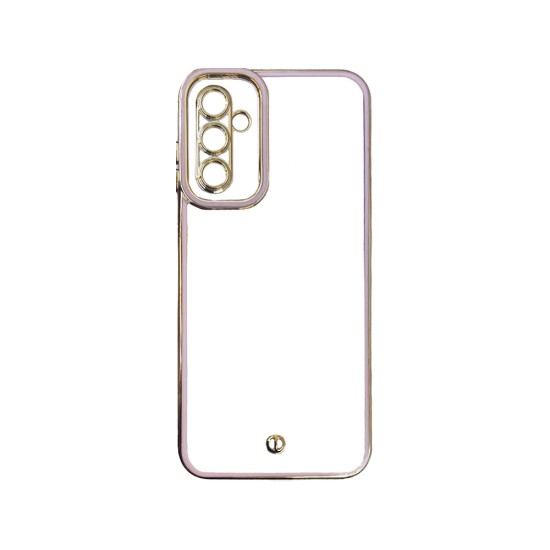 Capa de Silicone Transparente com Moldura de Câmera para Samsung Galaxy A14 4G/5G Rosa