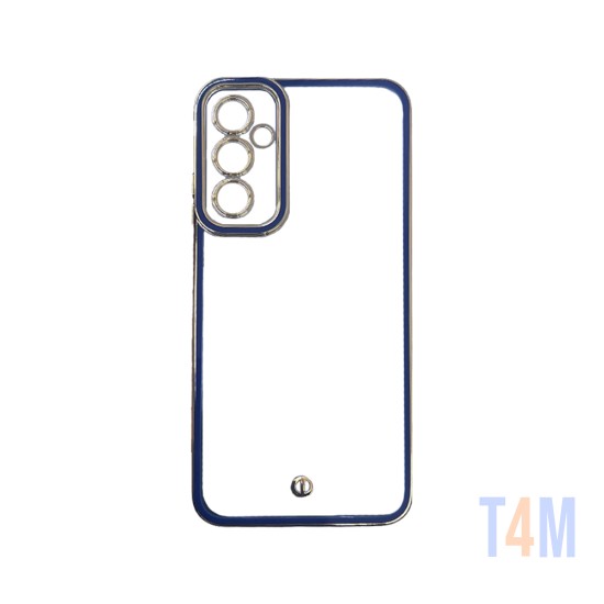 Capa de Silicone Transparente com Moldura de Câmera para Samsung Galaxy A05S Azul