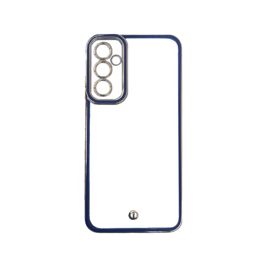 Capa de Silicone Transparente com Moldura de Câmera para Samsung Galaxy A05S Azul