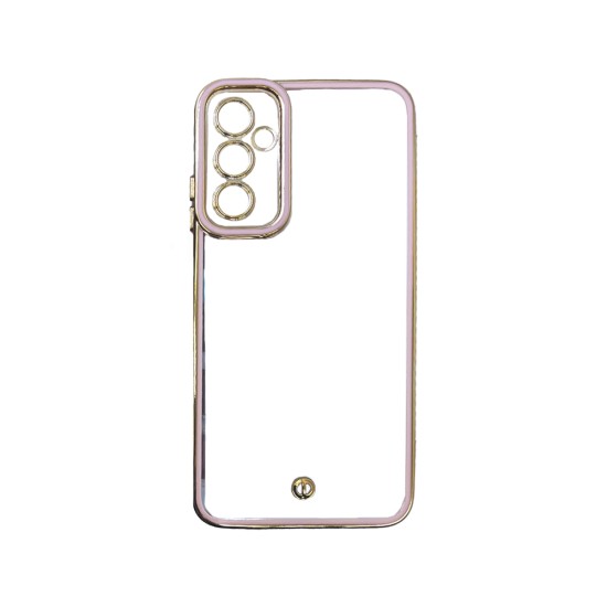 Capa de Silicone Transparente com Moldura de Câmera para Samsung Galaxy A05S Rosa