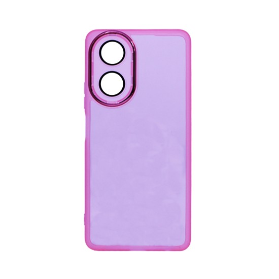 Capa de Silicone Transparente com Moldura de Câmera para Oppo A38 4G/A18 4G Rosa