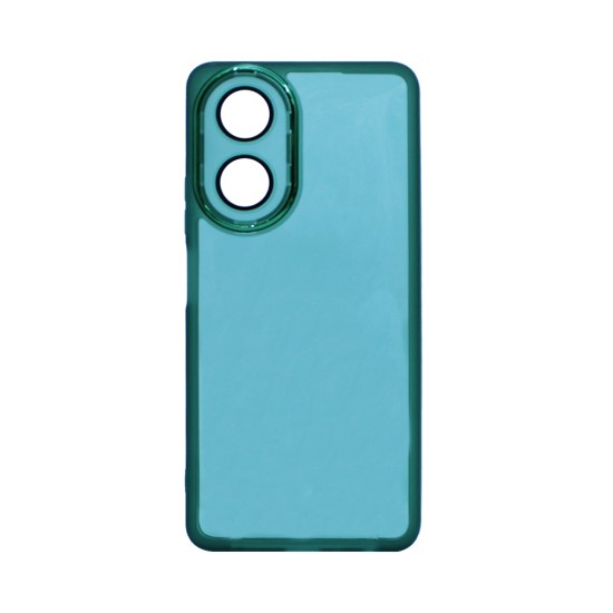 Capa de Silicone Transparente com Moldura de Câmera para Oppo A58 4G Verde