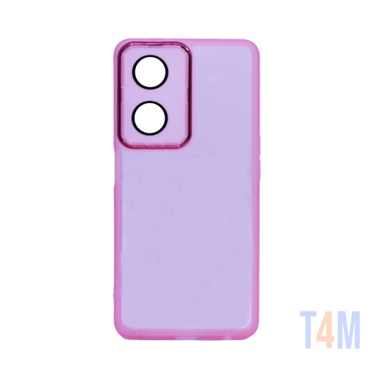 Capa de Silicone Transparente com Moldura de Câmera para Oppo A98 5G/F23 5G Rosa