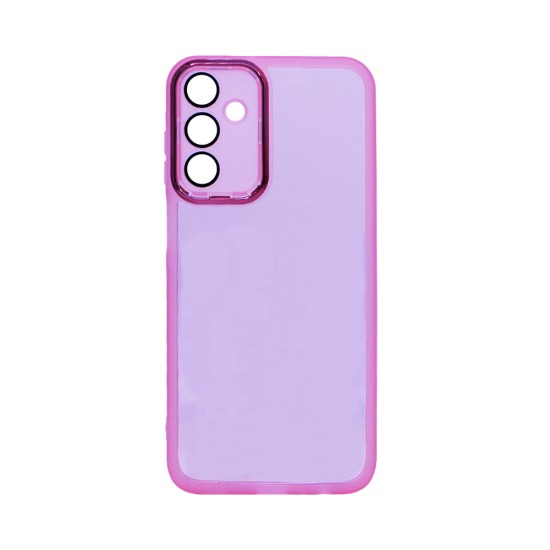 Capa de Silicone Transparente com Moldura de Câmera para Samsung Galaxy A05S Rosa