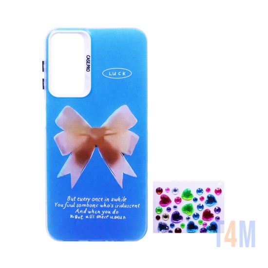 Funda Duro Designer con Piedras adhesivas separadas para Samsung Galaxy A05S Azul