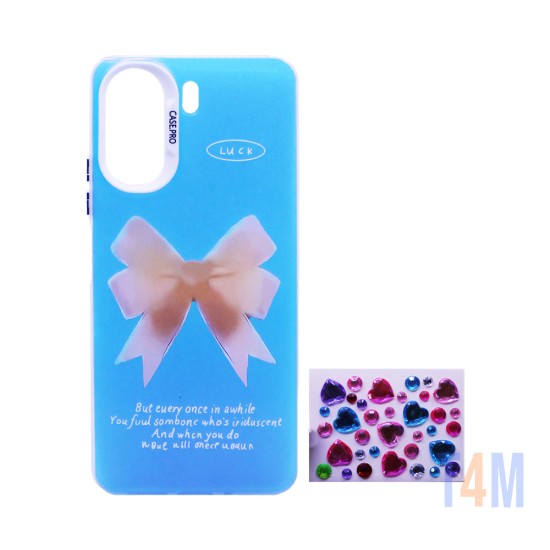 Designer Hard Case with Seperate Adhesive Stones for Xiaomi Redmi 13C/Poco C65 Blue