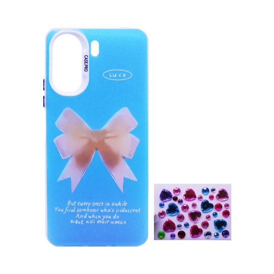 Designer Hard Case with Seperate Adhesive Stones for Xiaomi Redmi 13C/Poco C65 Blue