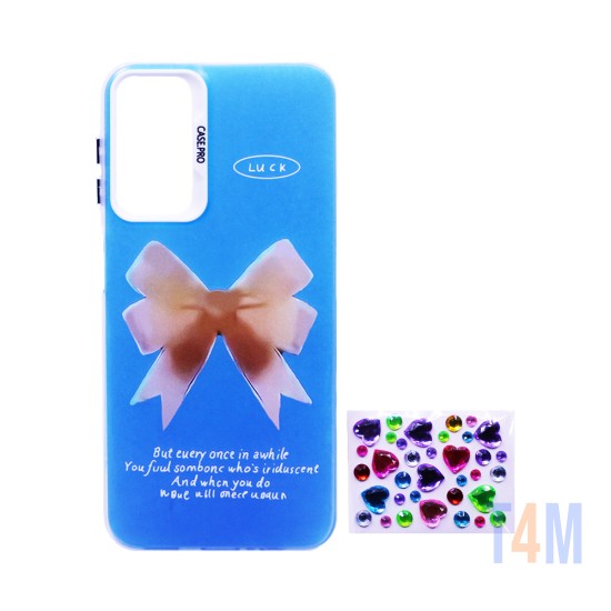 Capa Duro Designer com Pedras Adesivas separadas para Samsung Galaxy A15 4G/5G Azul