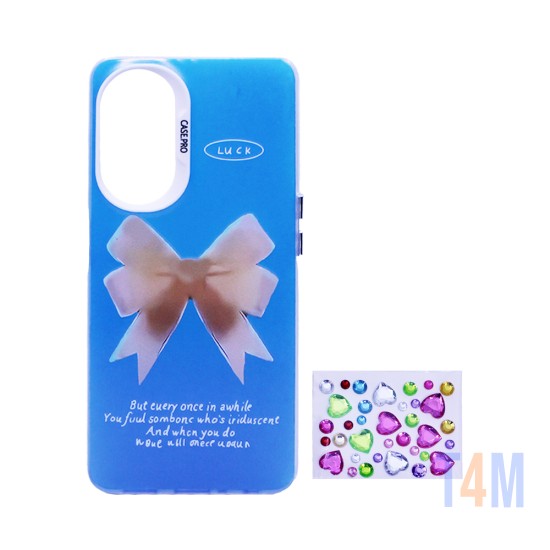 Funda Duro Designer con Piedras adhesivas separadas para Oppo A98 5G Azul