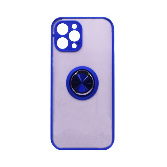 Capa com Anel de Suporte para Apple iPhone 12 Pro Max Azul Fumado