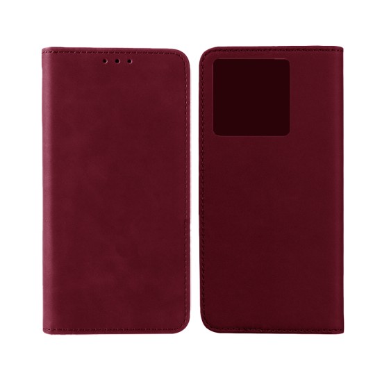 Capa de Couro com Bolso Interno para Xiaomi Redmi Note 13 5G Vermelho