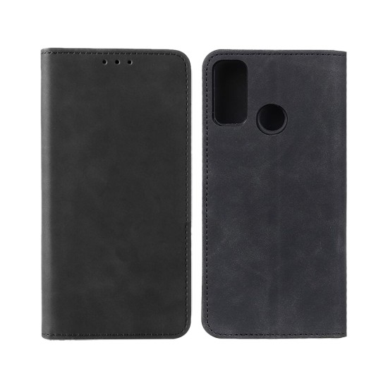 Capa de Couro com Bolso Interno para Alcatel 3X 2020 Preto