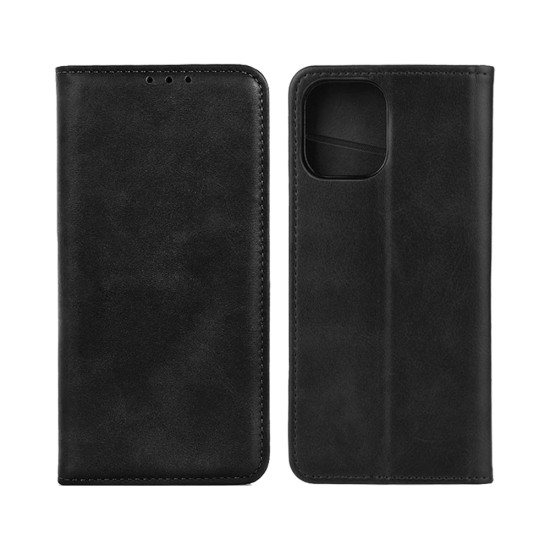 Capa Flip de Couro com Bolso Interno para Oppo Find X3 Pro Preto