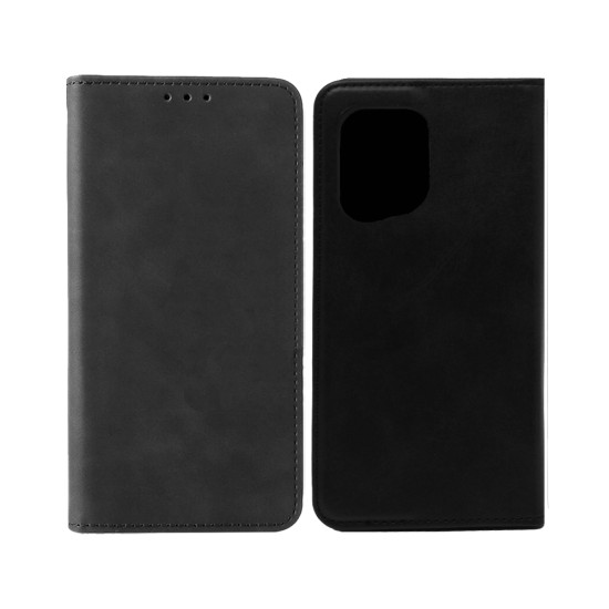 Capa Flip de Couro com Bolso Interno para Oppo Find X5 Pro Preto