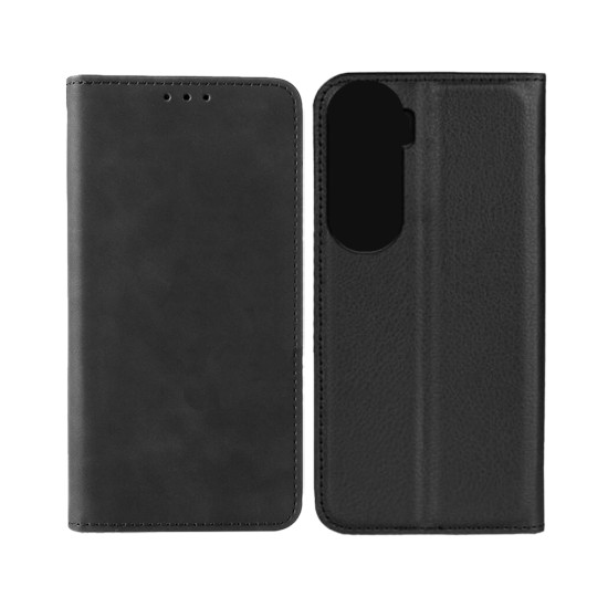 Capa Flip de Couro com Bolso Interno para Huawei Honor 90 Lite Preto