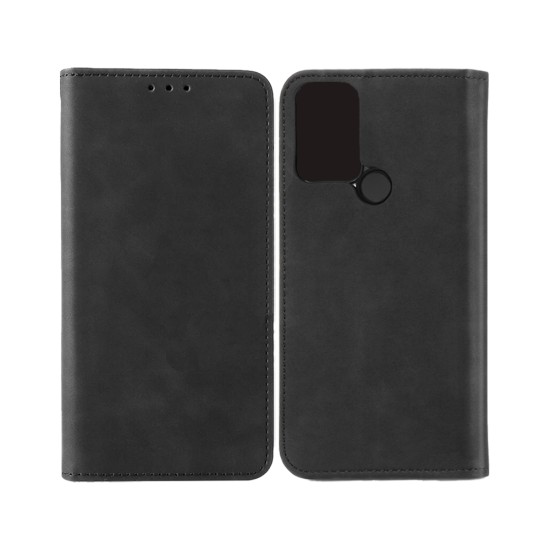 Capa Flip de Couro com Bolso Interno para TCL 306 Preto