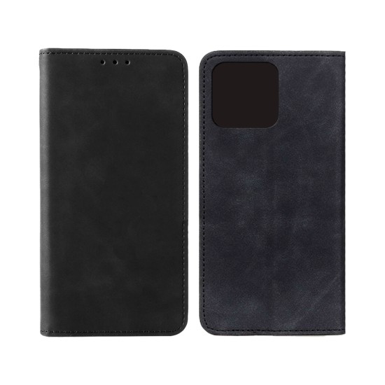 Capa Flip de Couro com Bolso Interno para Huawei Honor X8A Preto