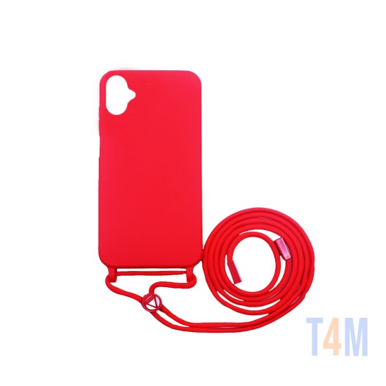Capa de Silicone com Cordão para Samsung Galaxy A05 Vermelho