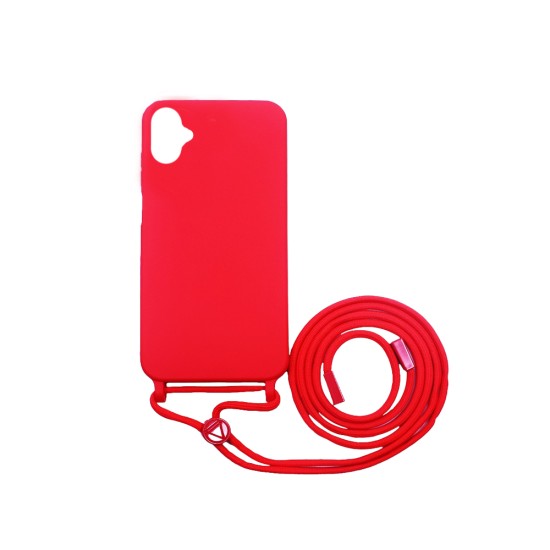 Capa de Silicone com Cordão para Samsung Galaxy A05 Vermelho