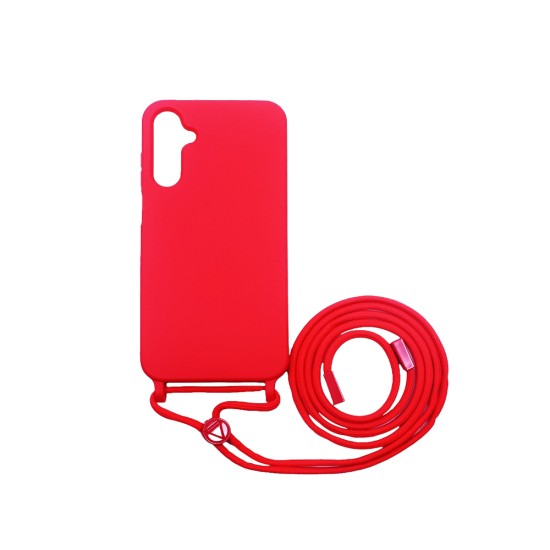 Capa de Silicone com Cordão para Samsung Galaxy A05S Vermelho