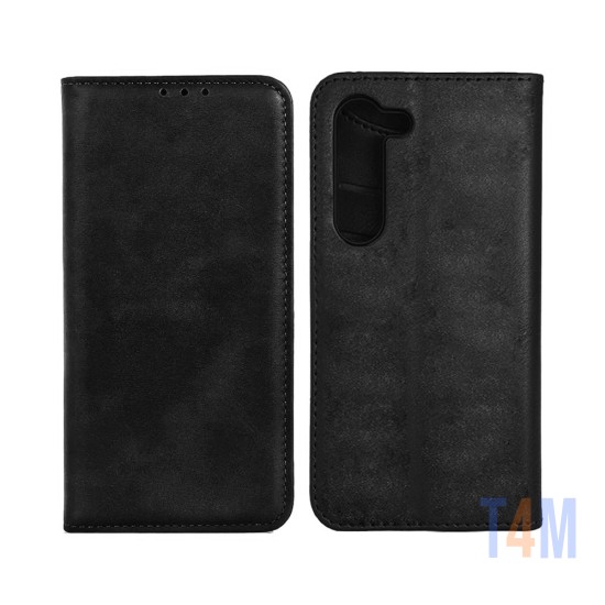 Funda Abatible de Cuero con Bolsillo Interno para Samsung Galaxy A55 Negro