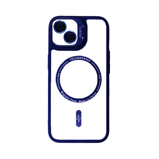 Capa Magnética com Lente de Câmara para Apple iPhone 15 Azul