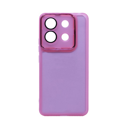 Capa de Silicone Transparente com Moldura de Câmera para Xiaomi Redmi Note 13 Pro 5G/Poco X6 5G Rosa