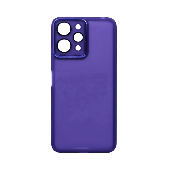 Capa de Silicone Transparente com Moldura de Câmera para Redmi 12 4G/Redmi 12 5G/Poco M6 Pro 5G Roxo