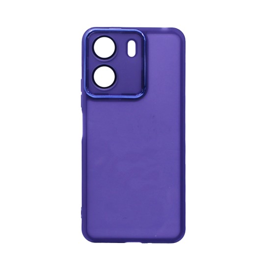 Capa de Silicone Transparente com Moldura de Câmera para Xiaomi Redmi 13C 4G/Poco C65 Roxo