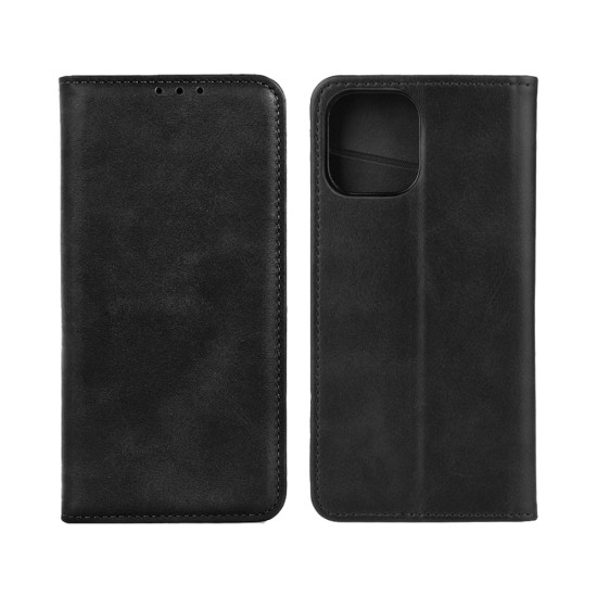 Capa Flip de Couro com Bolso Interno para Apple iPhone 16 Pro Preto